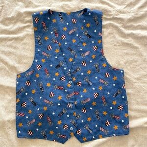 Vintage American Patriotic Blue Vest One Size
